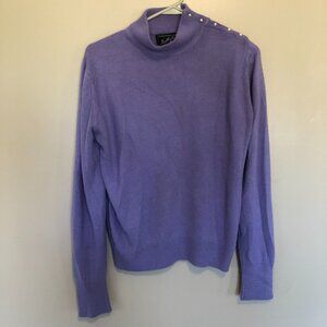 Vintage Heathcote Lavender Sweater Cowl Neck Faux Pearl Buttons Size 40